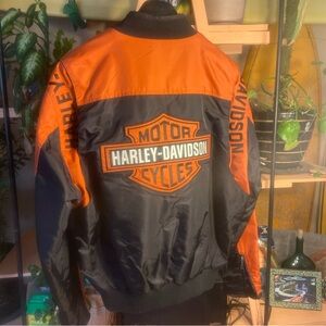 Harley-Davidson Men's Orange and Black Bomber Jacket